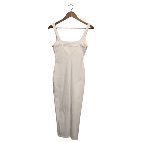 ZARA Women's Dress White Sleeveless Midi Bodycon Square Neckline Stretch S Y2K - Picture 8 of 16